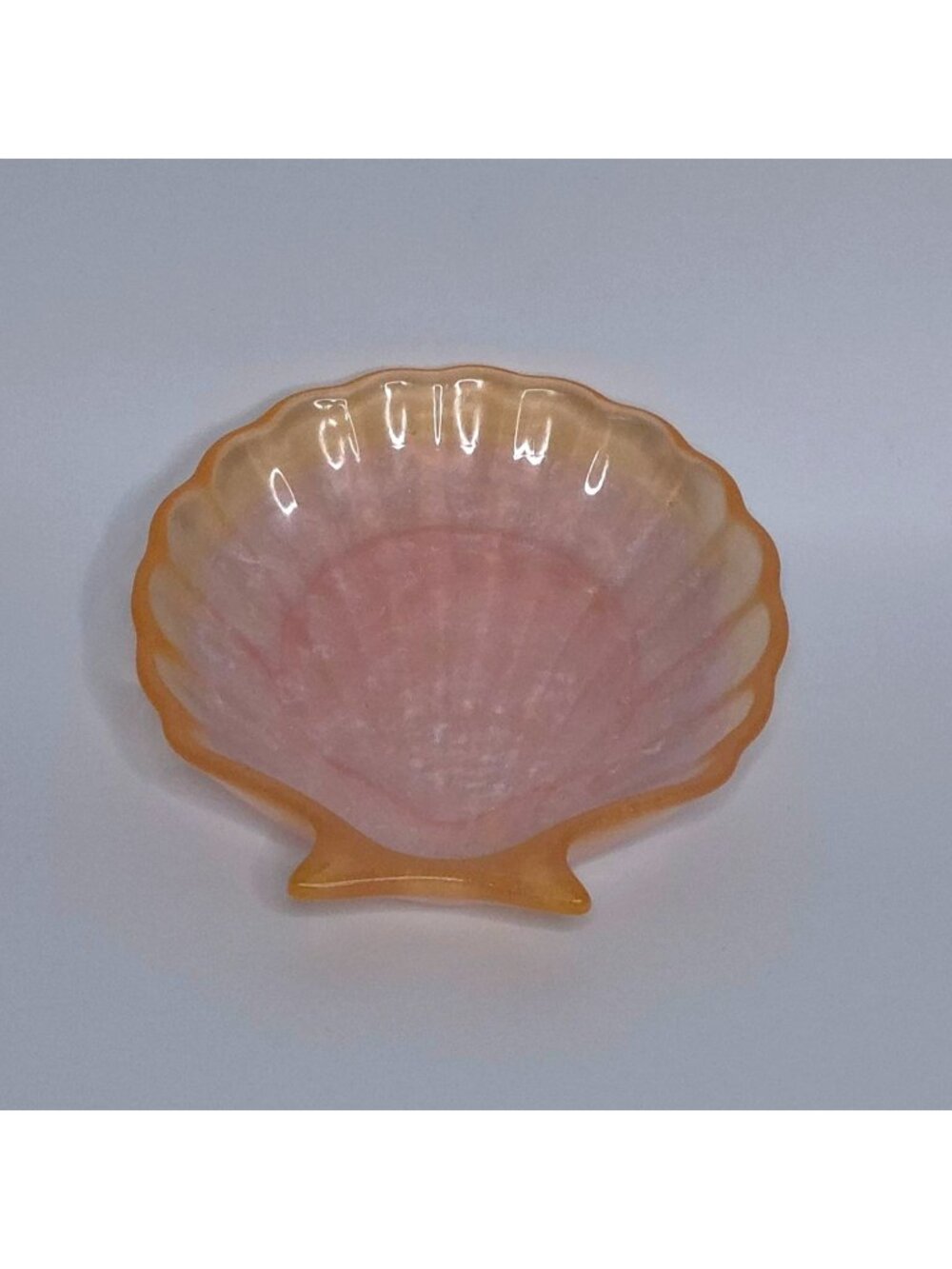 Handmade Pink & Orange Resin Shell Shaped Trinket Dish Decorative Coastal Accent